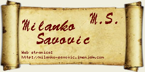 Milanko Savović vizit kartica